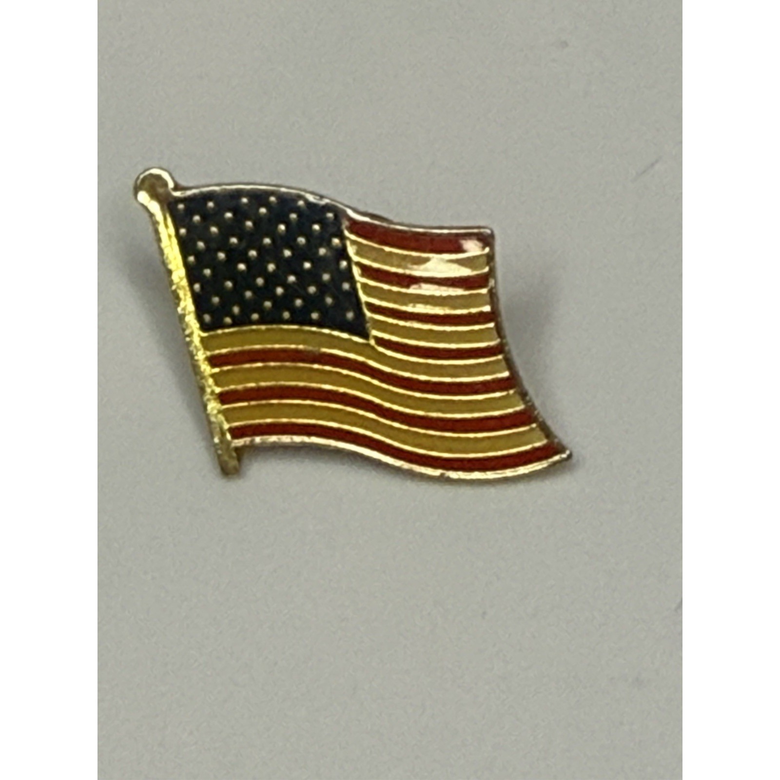 Vintage American Flag Lapel Pin Gold Tone Red White Blue Enamel Patriotic Usa 1"